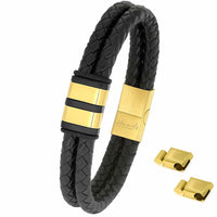 Für Herren: Leder Gravur-Armband "Papa & Wir" für 2 Gravuren