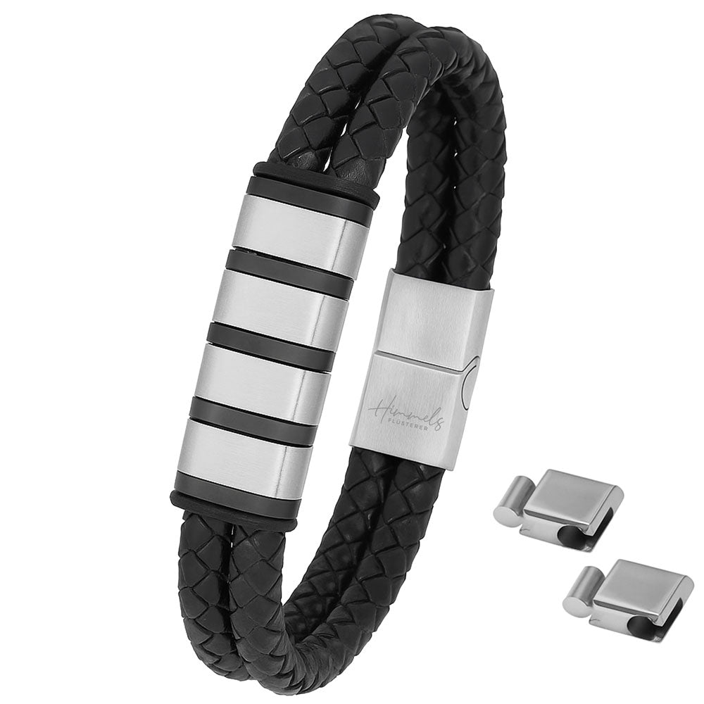 Für Herren: Leder Gravur-Armband "Papa & Wir" für 4 Gravuren