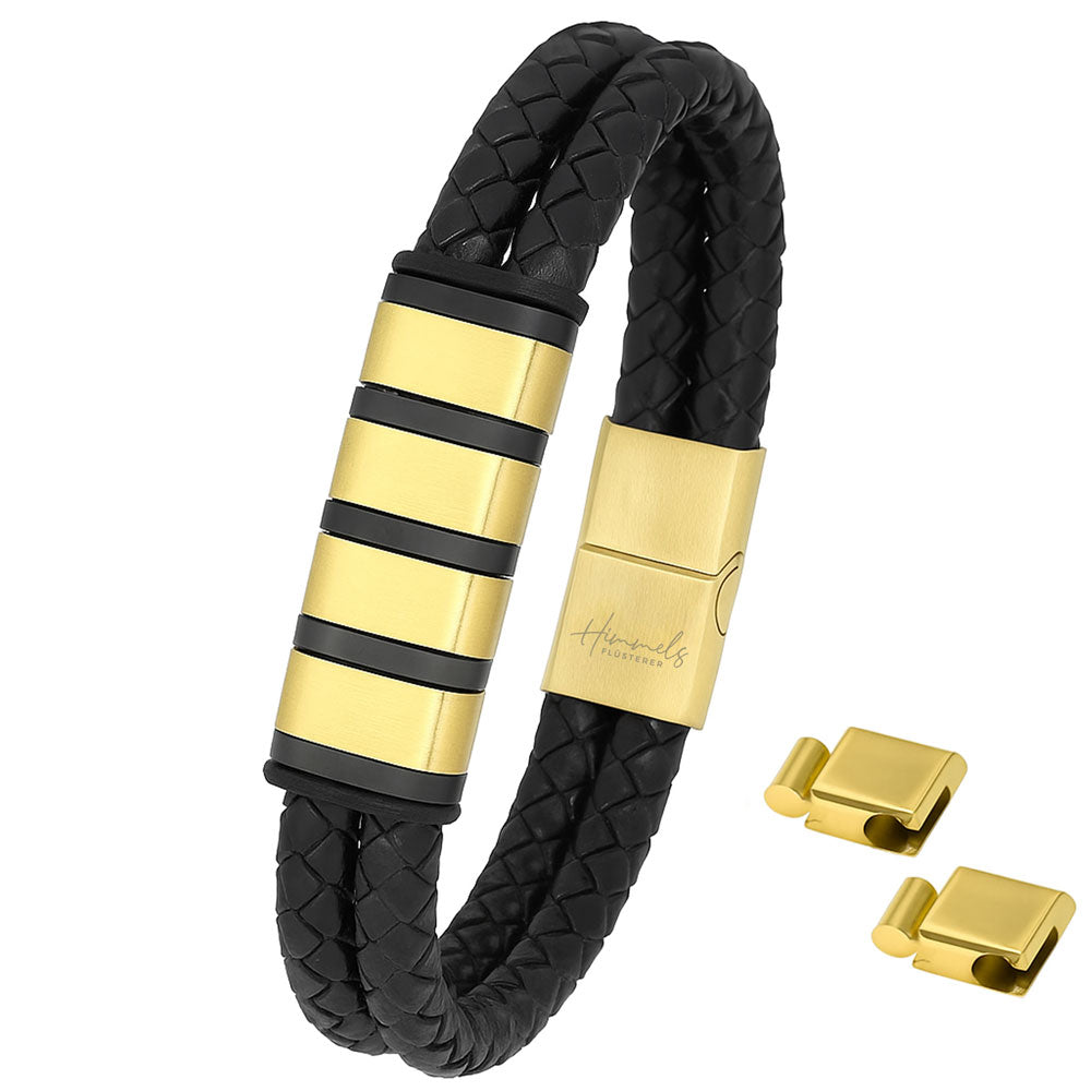 Für Herren: Leder Gravur-Armband "Papa & Wir" für 4 Gravuren