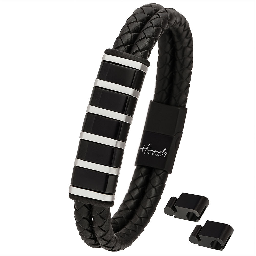 Für Herren: Leder Gravur-Armband "Papa & Wir" für 5 Gravuren