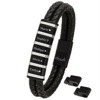 Für Herren: Leder Gravur-Armband "Papa & Wir" für 5 Gravuren