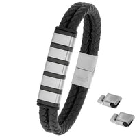 Für Herren: Leder Gravur-Armband "Papa & Wir" für 5 Gravuren