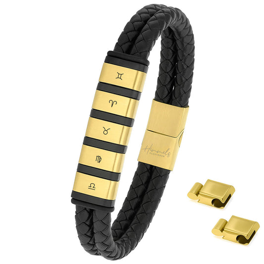 Für Herren: Leder Gravur-Armband "Papa & Wir" für 5 Gravuren