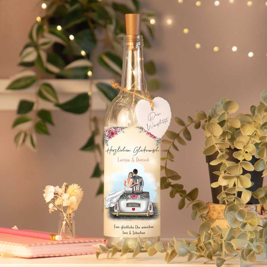 Personalisierte Lichterflasche "Brautpaar #1"