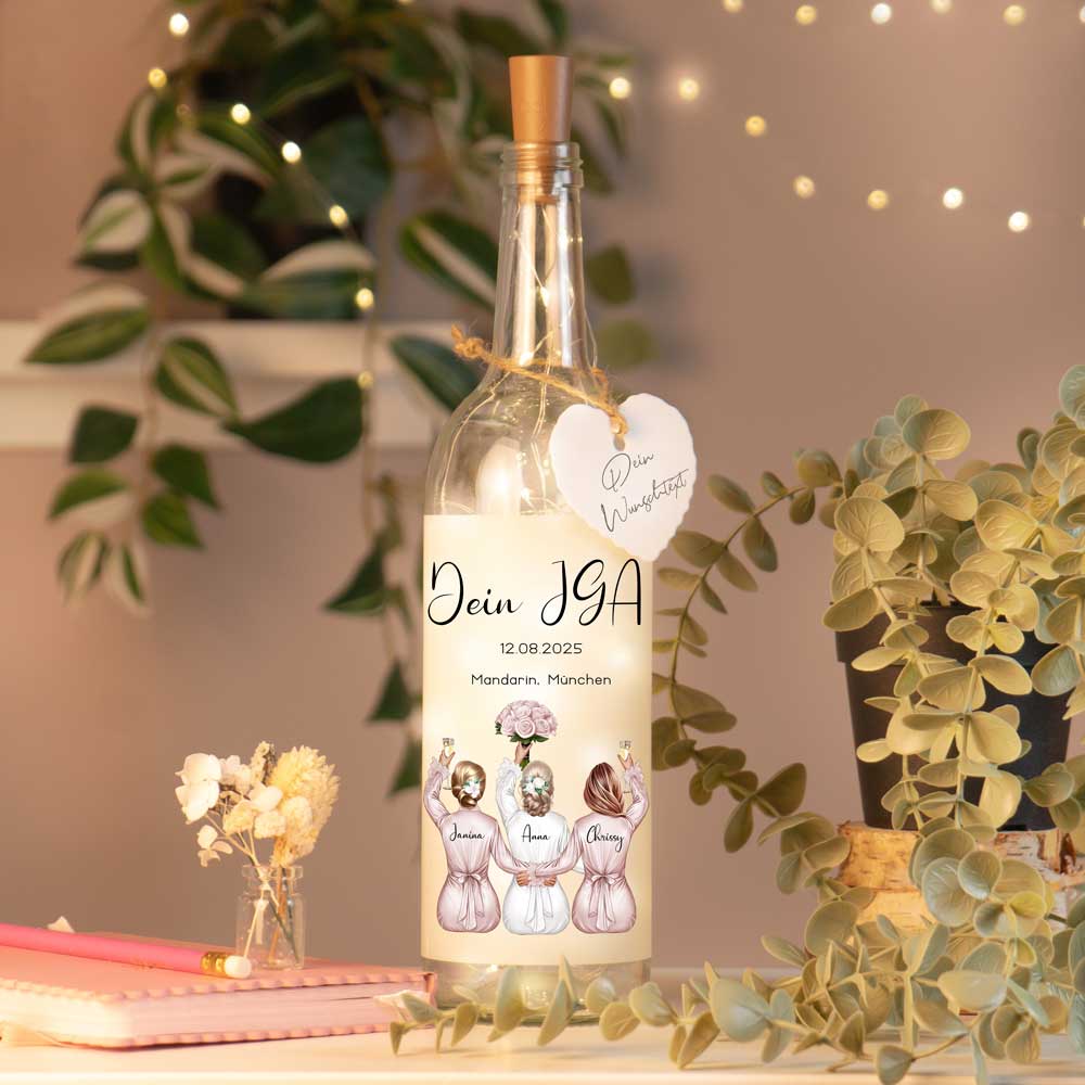 Personalisierte Lichterflasche "Junggesellenabschied JGA #1"
