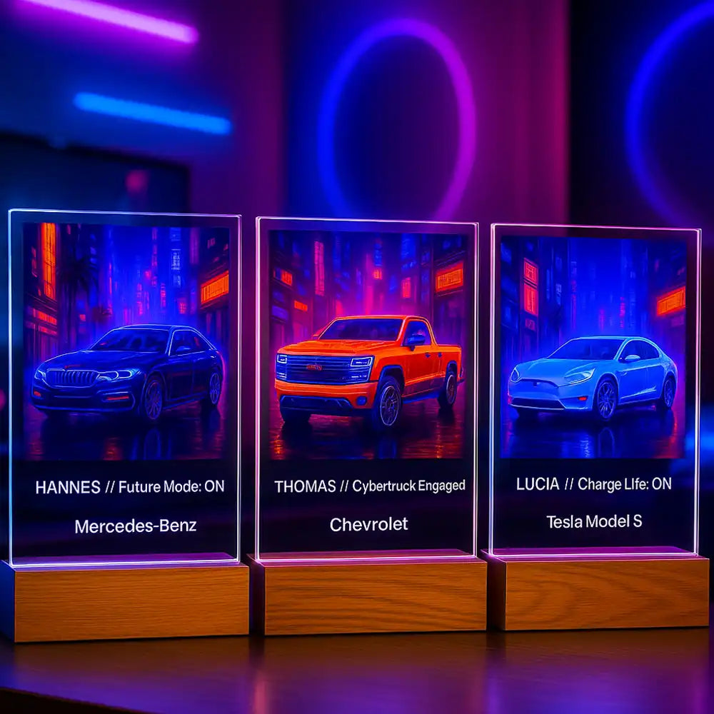Personalisierte LED-Lampe aus Acrylglas "Cyberpunk Car"