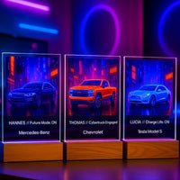Personalisierte LED-Lampe aus Acrylglas "Cyberpunk Car"