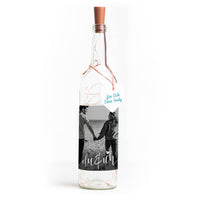 Deko-Glasflasche Nr. 7 "Foto" als personalisiertes Geschenk mit Lichterkette | Fotogeschenk | inkl. Batterien
