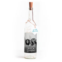 Deko-Glasflasche Nr. 7 "Foto" als personalisiertes Geschenk mit Lichterkette | Fotogeschenk | inkl. Batterien
