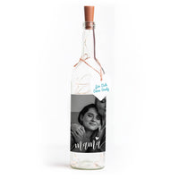 Deko-Glasflasche Nr. 7 "Foto" als personalisiertes Geschenk mit Lichterkette | Fotogeschenk | inkl. Batterien