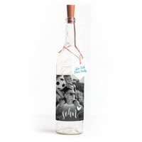 Deko-Glasflasche Nr. 7 "Foto" als personalisiertes Geschenk mit Lichterkette | Fotogeschenk | inkl. Batterien
