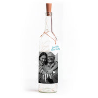 Deko-Glasflasche Nr. 7 "Foto" als personalisiertes Geschenk mit Lichterkette | Fotogeschenk | inkl. Batterien