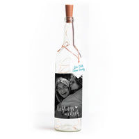 Deko-Glasflasche Nr. 7 "Foto" als personalisiertes Geschenk mit Lichterkette | Fotogeschenk | inkl. Batterien