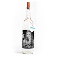 Deko-Glasflasche Nr. 7 "Foto" als personalisiertes Geschenk mit Lichterkette | Fotogeschenk | inkl. Batterien