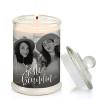 Duftkerze im Glas Nr. 7 "Foto" als personalisiertes Geschenk - Groß | Duft: Vanille | Handgegossen in Bayern | 100% Sojawachs | 400 g Wachs | bis zu 100 h Brenndauer