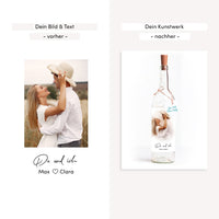 Deko-Glasflasche Nr. 8 "Aquarell" als personalisiertes Geschenk mit deinem eigenem Foto inkl. Lichterkette | Fotogeschenk | inkl. Batterien