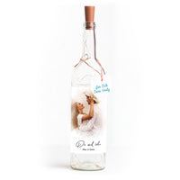 Deko-Glasflasche Nr. 8 "Aquarell" als personalisiertes Geschenk mit deinem eigenem Foto inkl. Lichterkette | Fotogeschenk | inkl. Batterien