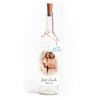 Deko-Glasflasche Nr. 8 "Aquarell" als personalisiertes Geschenk mit deinem eigenem Foto inkl. Lichterkette | Fotogeschenk | inkl. Batterien