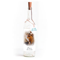 Deko-Glasflasche Nr. 8 "Aquarell" als personalisiertes Geschenk mit deinem eigenem Foto inkl. Lichterkette | Fotogeschenk | inkl. Batterien