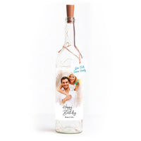 Deko-Glasflasche Nr. 8 "Aquarell" als personalisiertes Geschenk mit deinem eigenem Foto inkl. Lichterkette | Fotogeschenk | inkl. Batterien