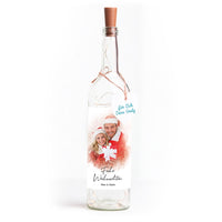Deko-Glasflasche Nr. 8 "Aquarell" als personalisiertes Geschenk mit deinem eigenem Foto inkl. Lichterkette | Fotogeschenk | inkl. Batterien