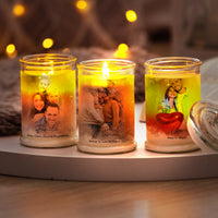 Duftkerze im Glas Nr. 8 "Aquarell" als personalisiertes Geschenk mit deinem eigenem Foto - Groß | Duft: Vanille | Handgegossen in Bayern | 100% Sojawachs | 400 g Wachs | bis zu 100 h Brenndauer