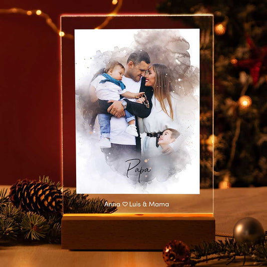 Personalisierte Fotolampe Nr. 8 "Aquarell" | LED Acryllampe mit beleuchtetem Druck