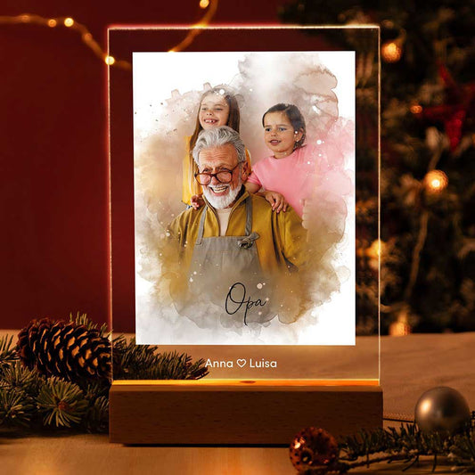 Personalisierte Fotolampe Nr. 8 "Aquarell" | LED Acryllampe mit beleuchtetem Druck