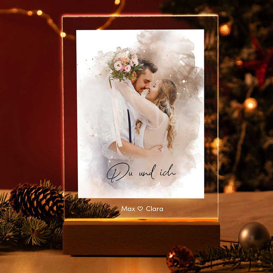 Personalisierte Fotolampe Nr. 8 "Aquarell" | LED Acryllampe mit beleuchtetem Druck