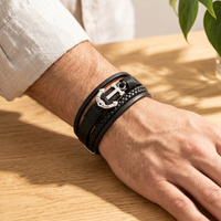 Für Herren: Leder Gravur-Armband Nr. 5 "Anker"