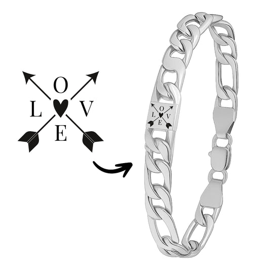 Für Herren: Gravur-Panzerketten-Armband mit Wunsch-Initialen