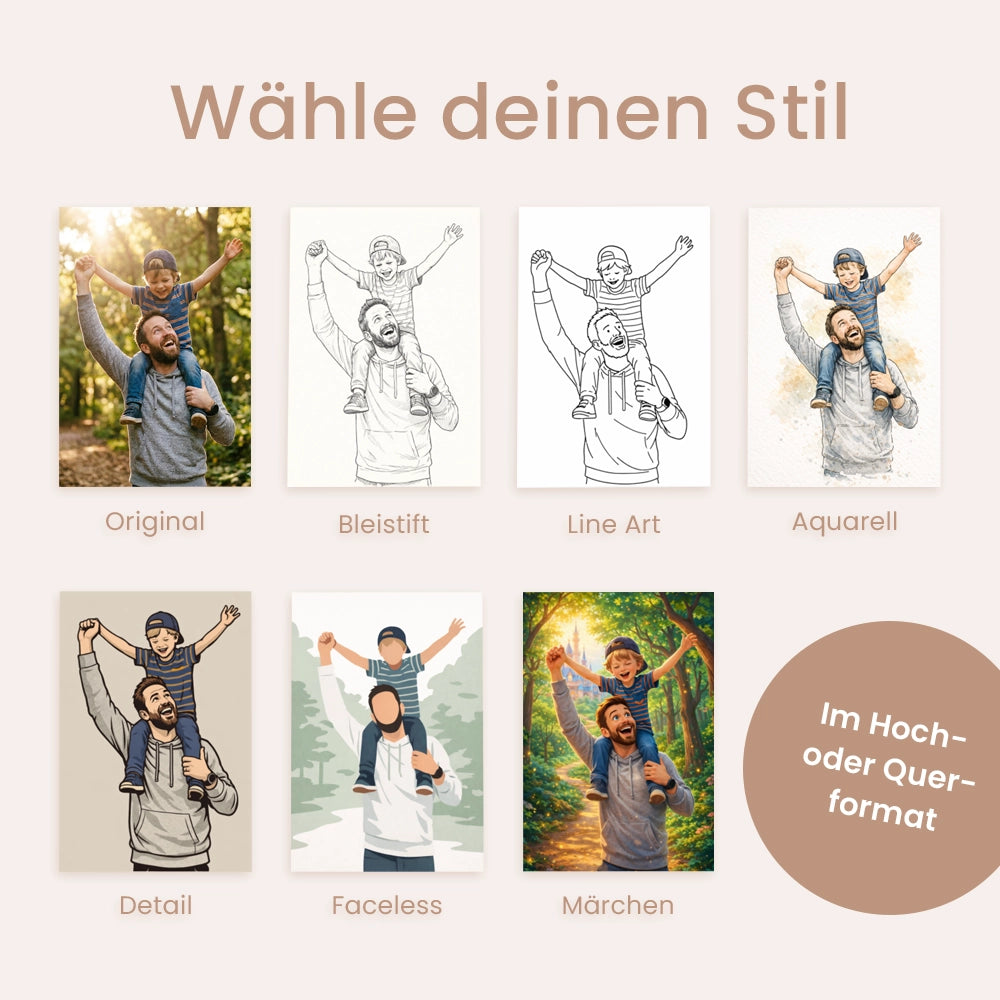 Personalisiertes Wandbild Portrait "Papa" | diverse Stile