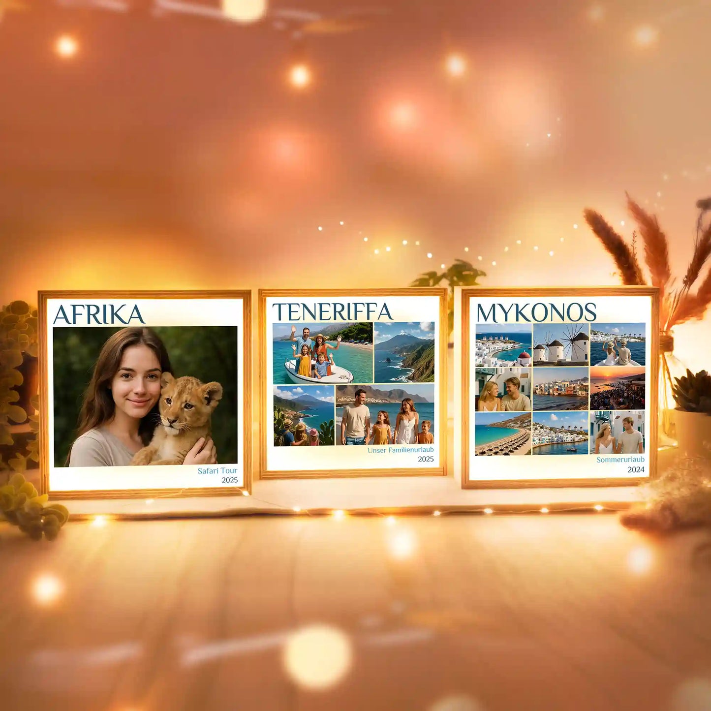 Beleuchteter Bilderrahmen inkl. personalisiertem Bild "Unser Urlaub #2"