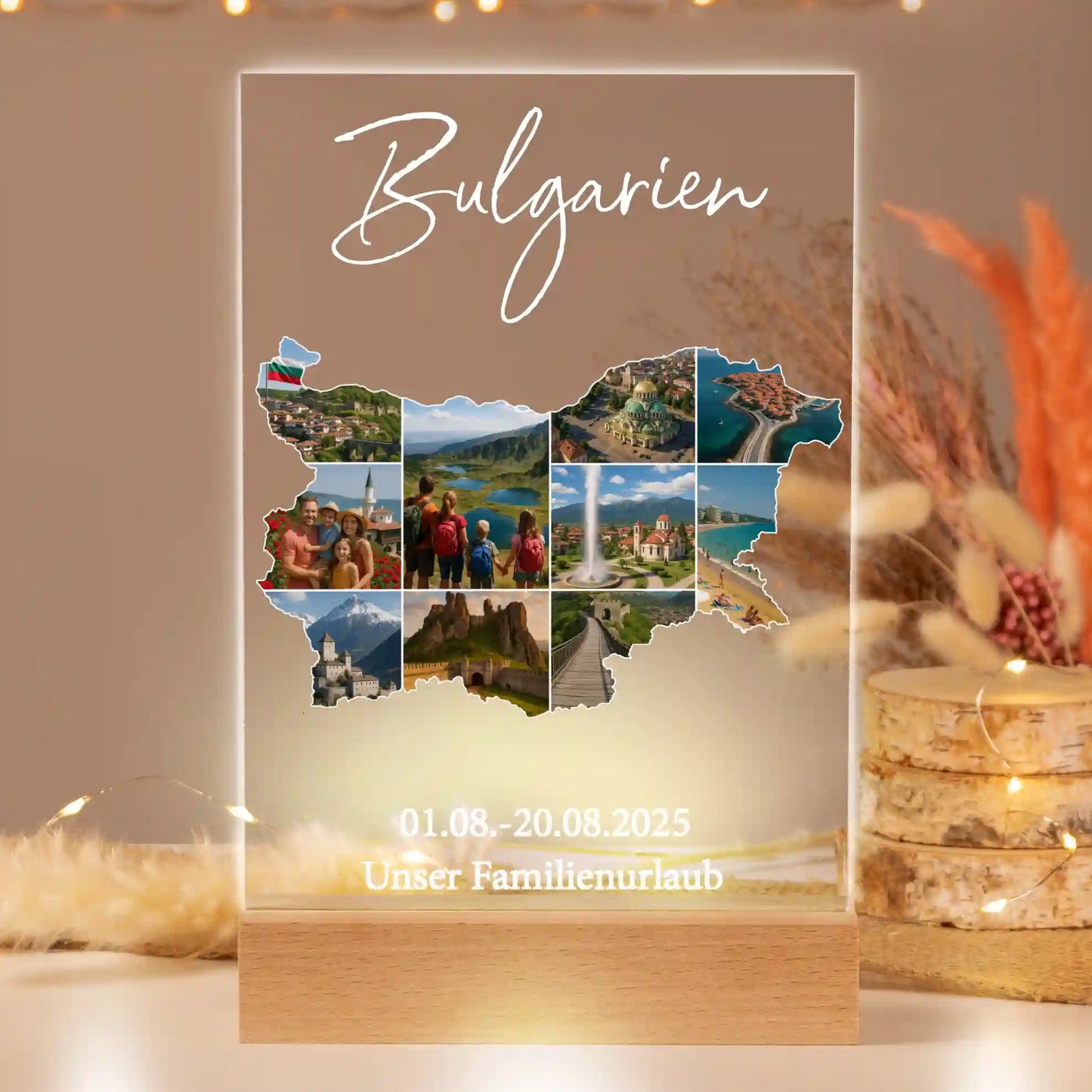 Personalisiertes Bild auf Acrylglas "Unser Urlaub"