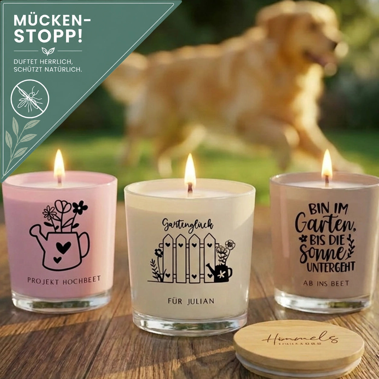 Personalisierte Anti-Mücken Duftkerze "Unser Garten"