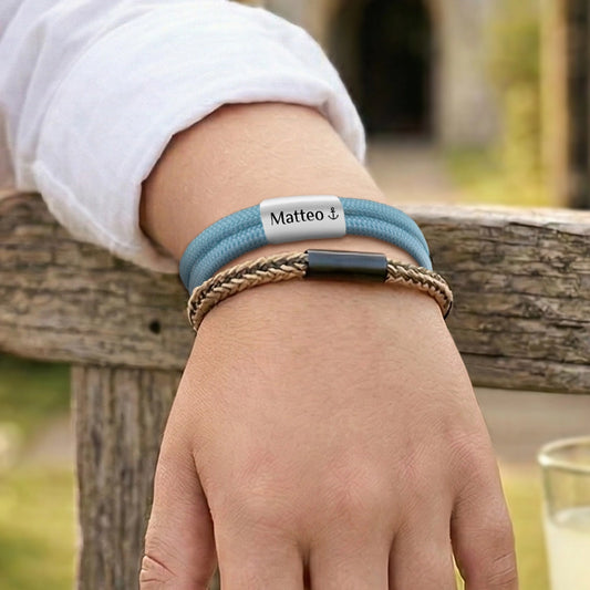 Kinder-Armband: Segeltau Armband mit individueller Wunschgravur
