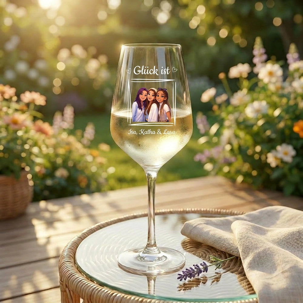 Personalisiertes Weinglas "Glück ist" - mit deinem Foto