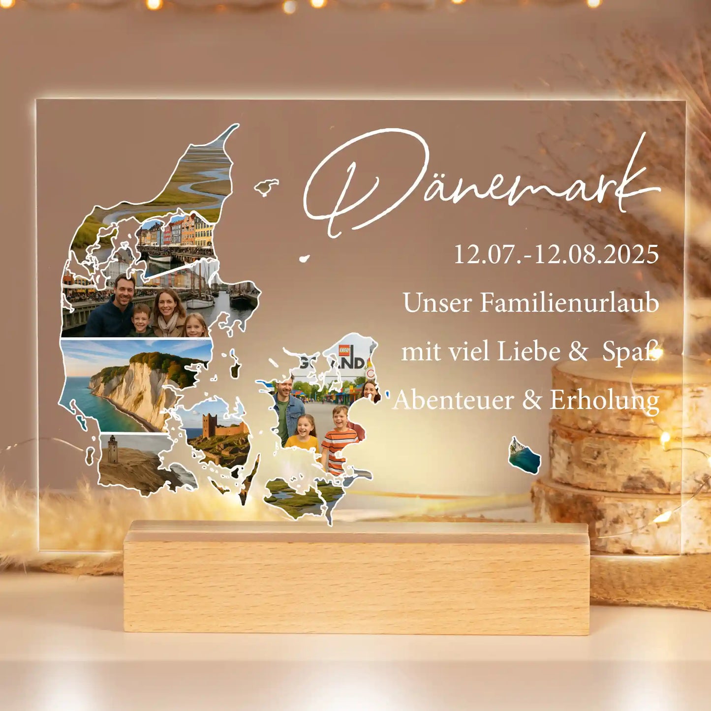 Personalisiertes Bild auf Acrylglas "Unser Urlaub"