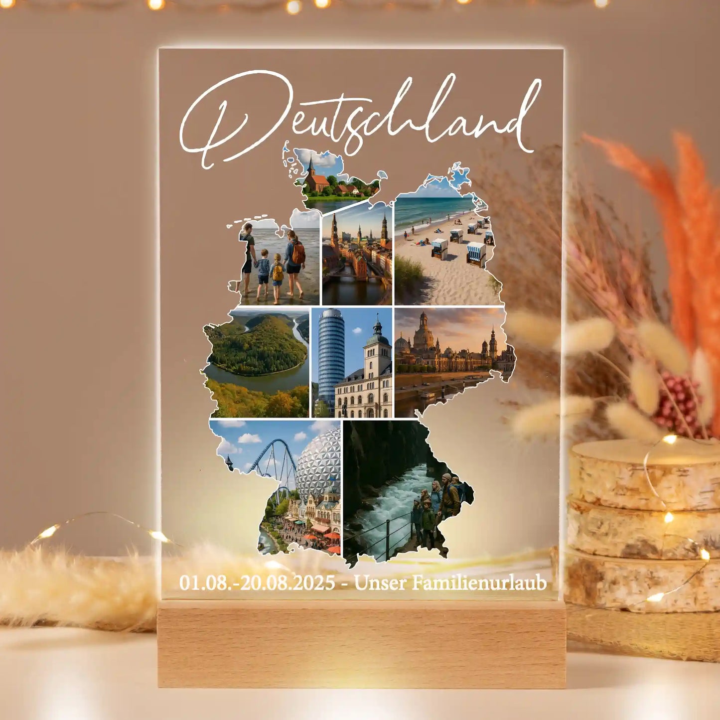 Personalisiertes Bild auf Acrylglas "Unser Urlaub"