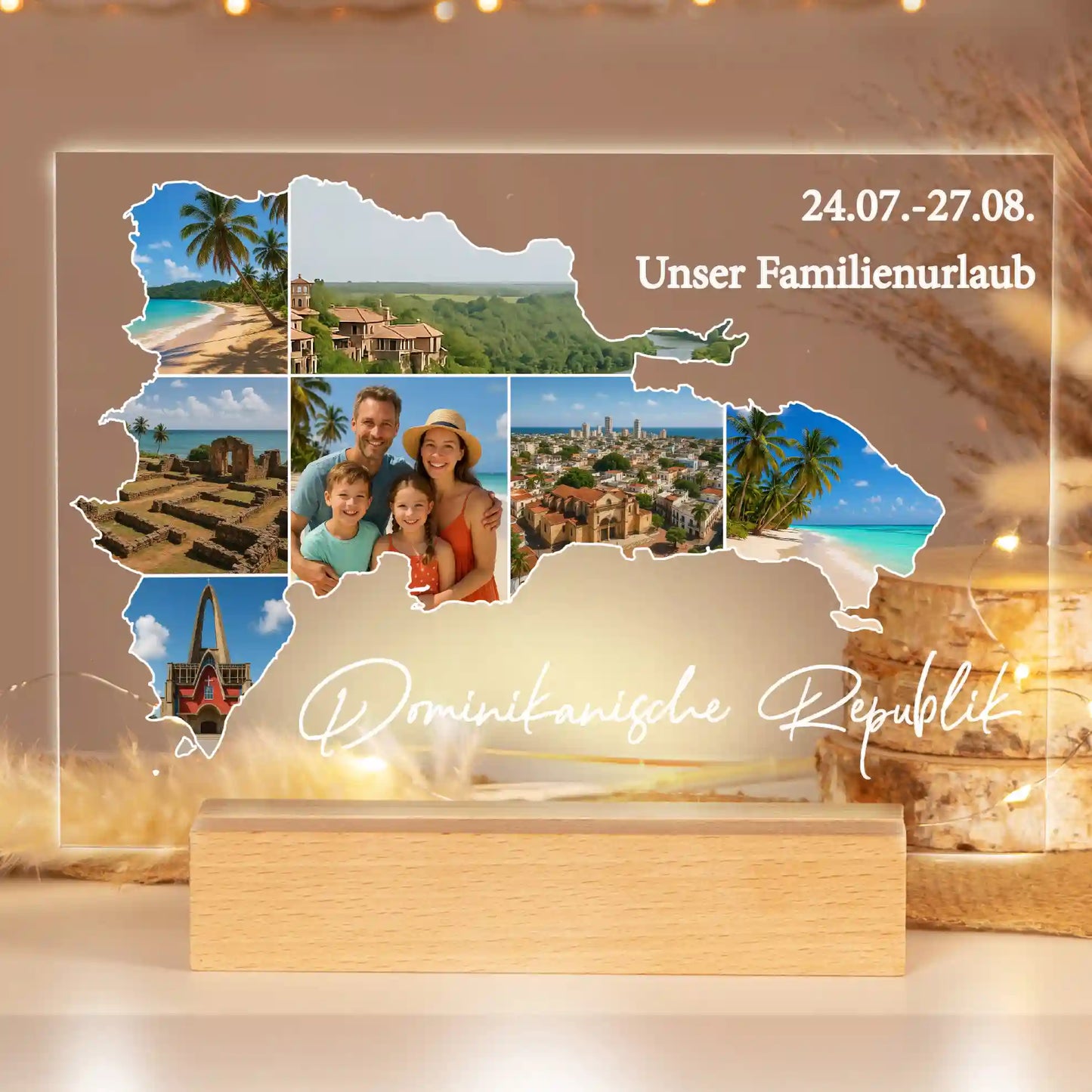 Personalisiertes Bild auf Acrylglas "Unser Urlaub"
