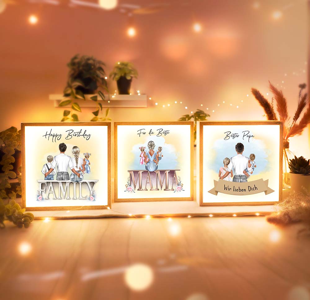 Beleuchteter Bilderrahmen inkl. personalisiertem Bild "My Family"