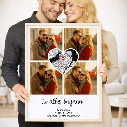 Personalisiertes Wandbild "Wo alles begann #8" | Deine Stadt - Deine Karte - Deine Liebe