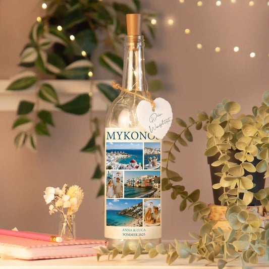 Personalisierte Lichterflasche "Unser Urlaub #2"