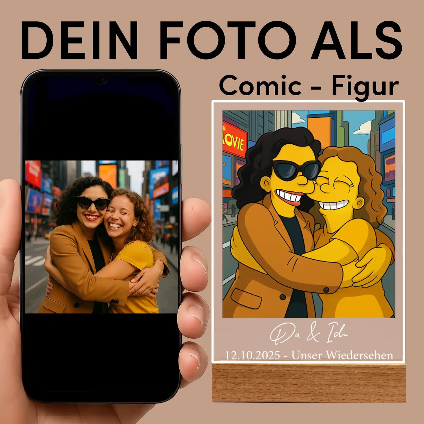 Personalisierte LED-Lampe aus Acrylglas "Unsere gelbe Familie"