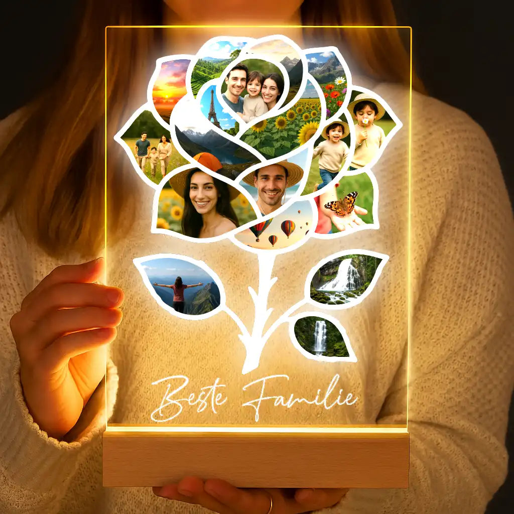 Personalisierte LED-Lampe aus Acrylglas "Fotocollage #7 Blume"