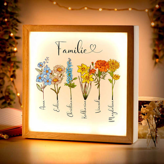 Beleuchteter Bilderrahmen inkl. personalisiertem Bild "Geburtsblume"