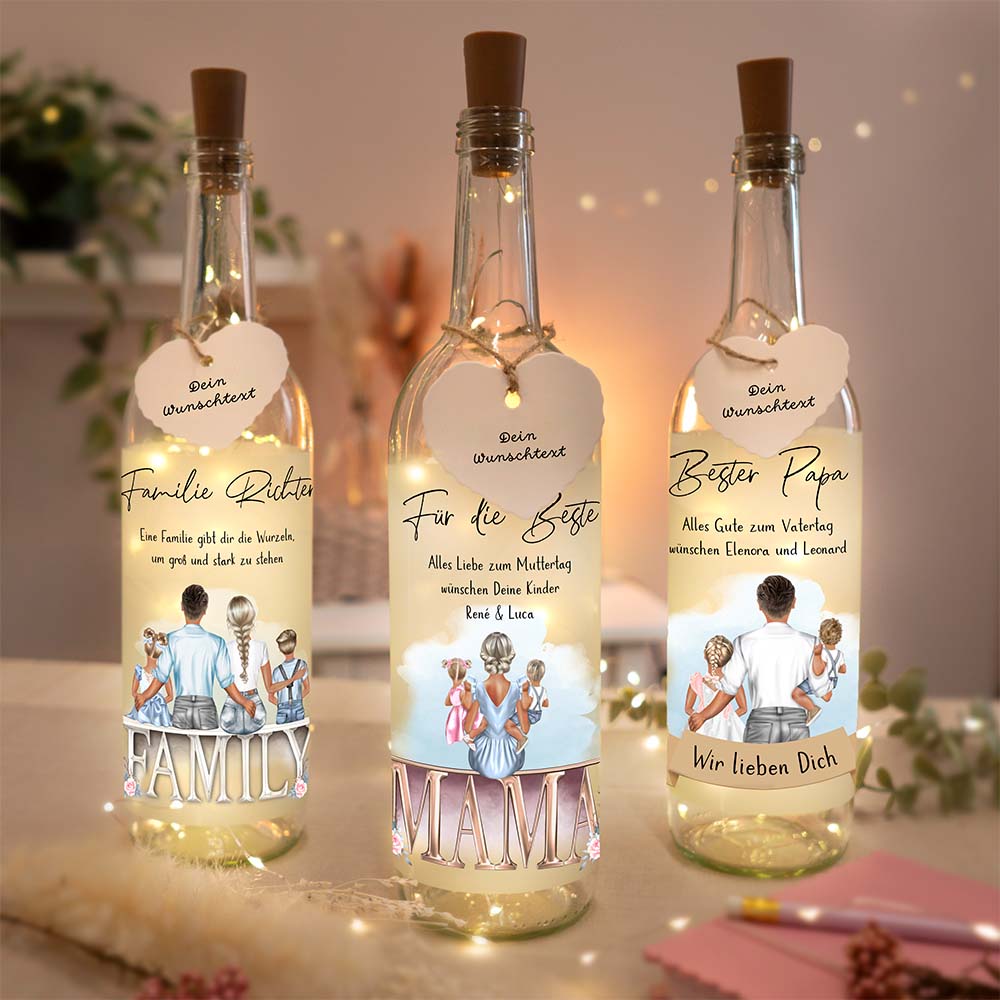 Personalisierte Lichterflasche "My Family"