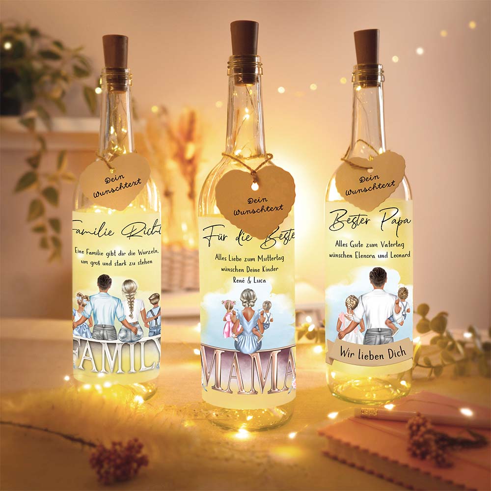 Personalisierte Lichterflasche "My Family"