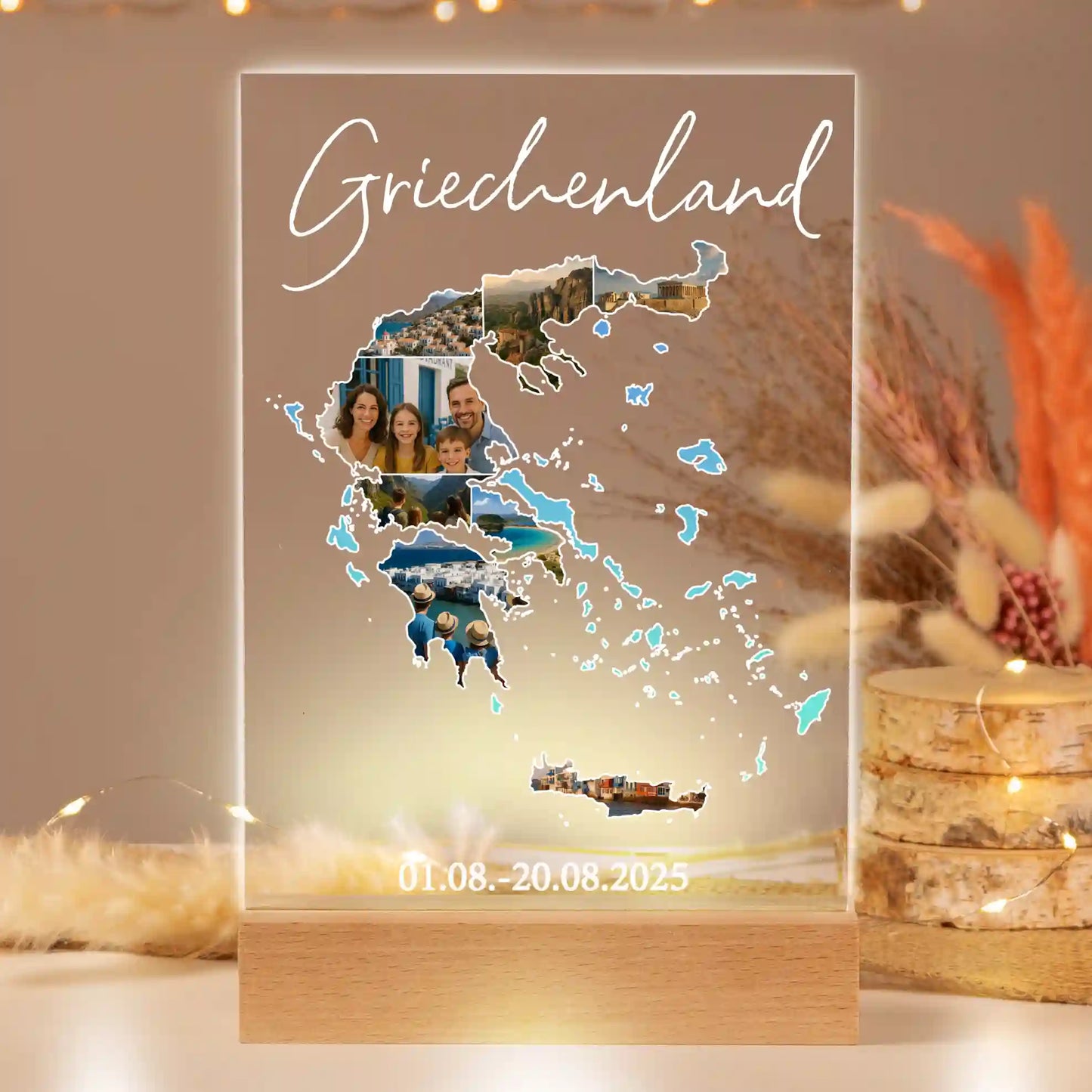 Personalisiertes Bild auf Acrylglas "Unser Urlaub"