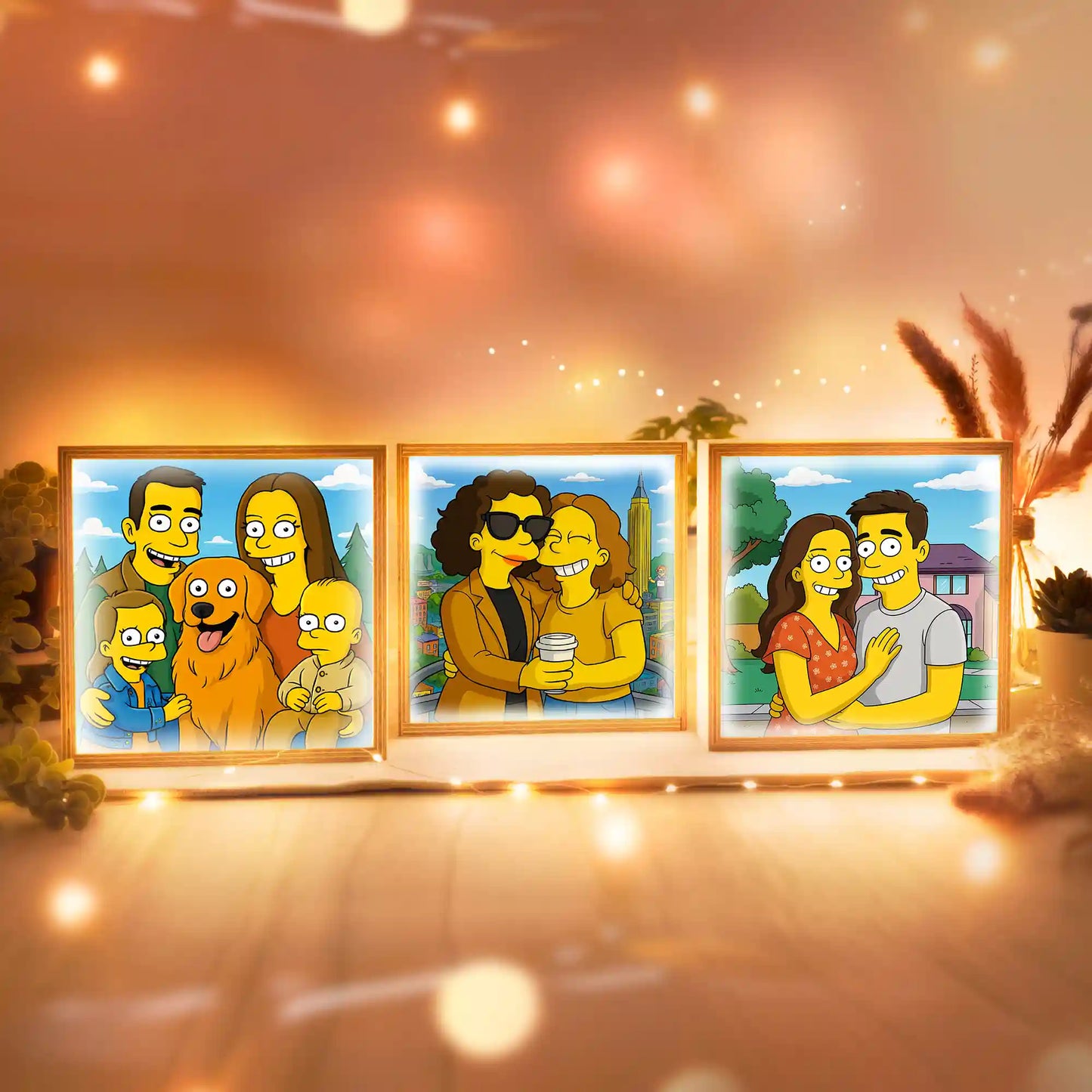 Beleuchteter Bilderrahmen inkl. personalisiertem Bild "Unsere gelbe Familie"